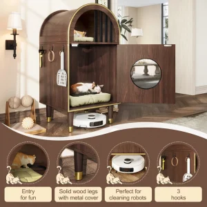 Cat Litter Box Enclosure, 2-in-1 Condo Cat Bed