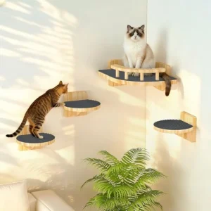 Cat Shelf with 3 Wide Perch Steps Climber